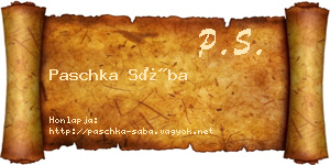 Paschka Sába névjegykártya